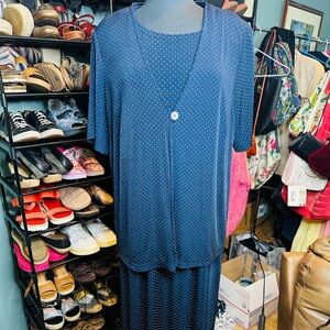 Ronni Nicole II Vintage Navy Polka Dot Maxi Dress With Blazer